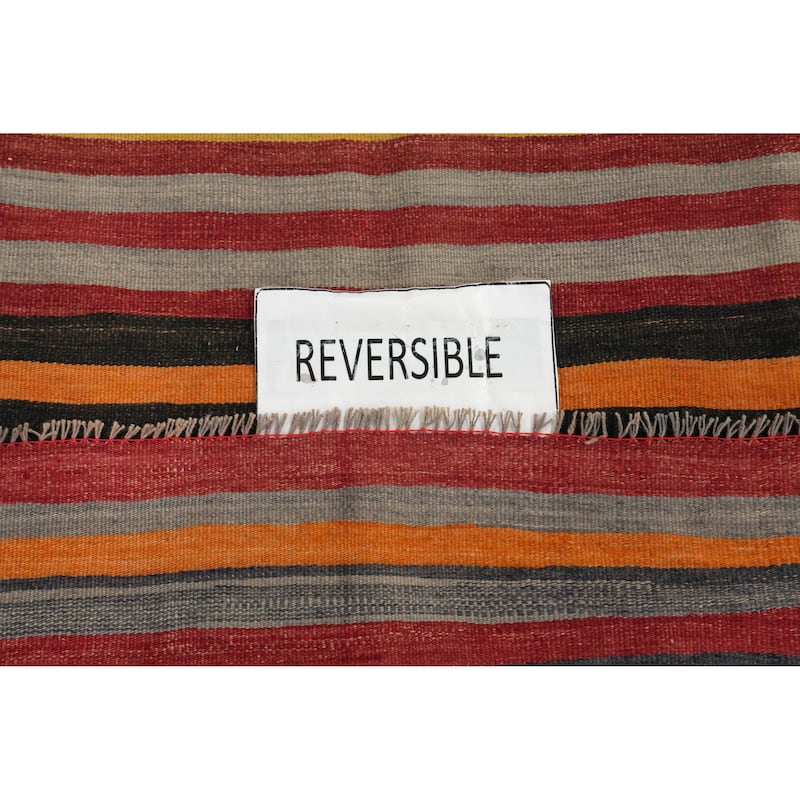 Hand Woven Oriental 100% Wool Carpet Southwestern Geometric Multi-Colored Kilim Runner Rug - 8' 6'' X 4' 5''