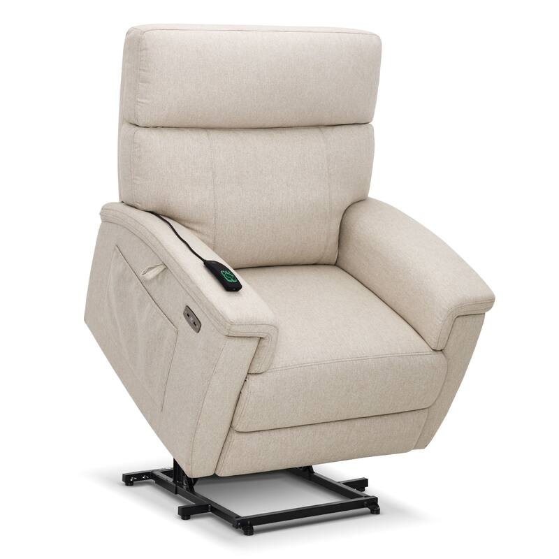 MCombo Power Recliner Lift Chair with Massage, Dual Heating and Adjustable Headrest for Big Elderly People, Fabric R7605