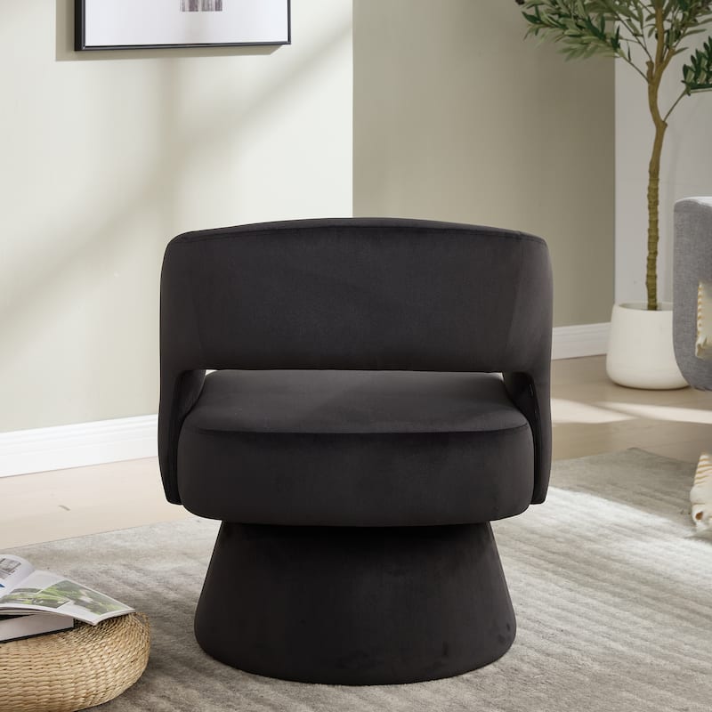 Swivel Barrel Chair, Velvet Accent Armchair 360 Degree Swivel Club Chair for Living Room Bedroom Reception Room