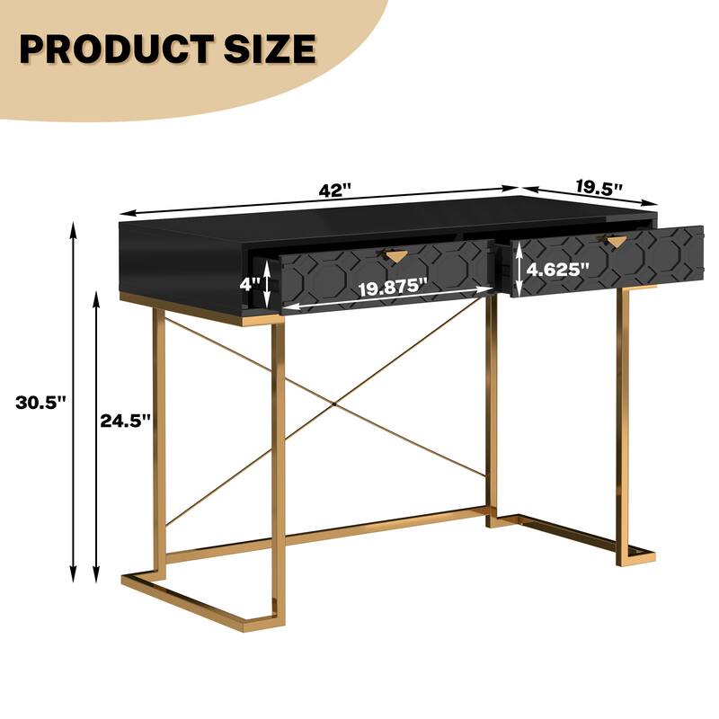 Glossy Storage Home Office Desk with Drawer