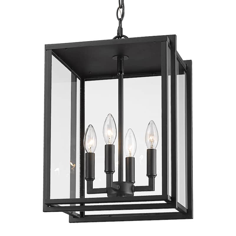 Tribeca 4 Light Pendant - Outdoor - Natural black with clear