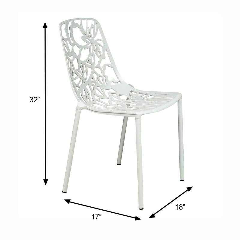 Devon (Set of 2) Floral Aluminum Indoor/Outdoor Dining Chair with UV-Protected, Powder-Coated Finish & Weather-Resistant