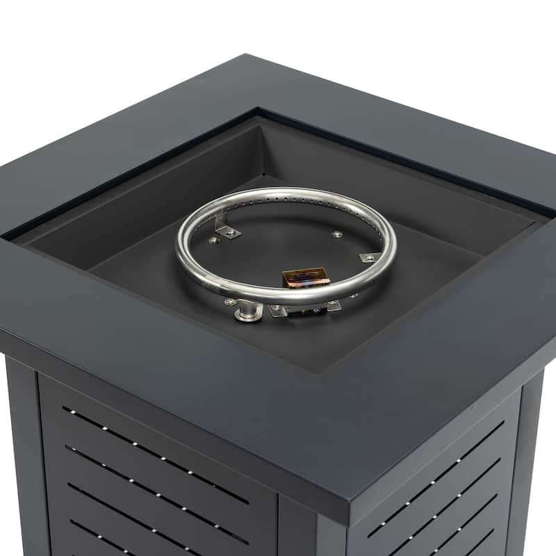 28" Propane Square Steel Gas Fire Pit with 50000 BTU