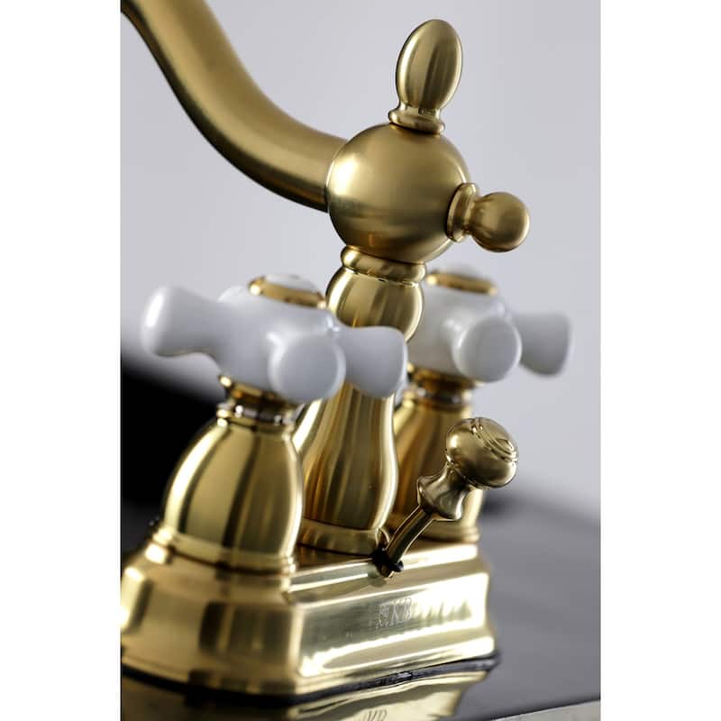 Kingston Brass Heritage Two-Handle 3-Hole Deck Mount 4 in. Centerset Bathroom Faucet
