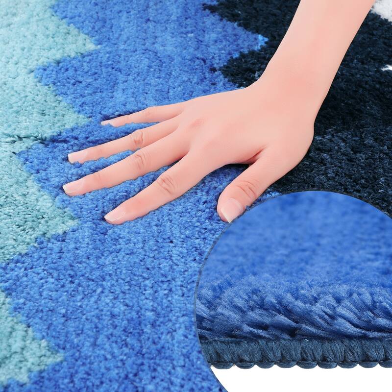 Waves Stripe Bathroom Carpet, Extra Soft and Absorbent Bath Mat, Non-Slip Rug for Bathroom, Tub, Shower