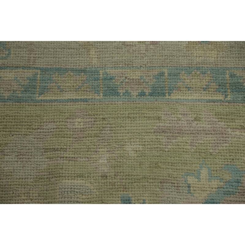 Vegetable Dye Wool Oushak Turkish Area Rug Floral Geometric - 12' 1'' X 8' 9''