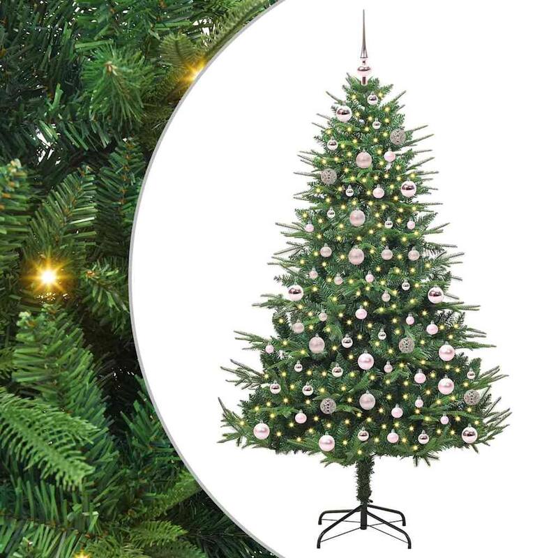 vidaXL Artificial Christmas Tree LED&Ball Set&Flocked Snow Decoration PVC&PE - White and sliver