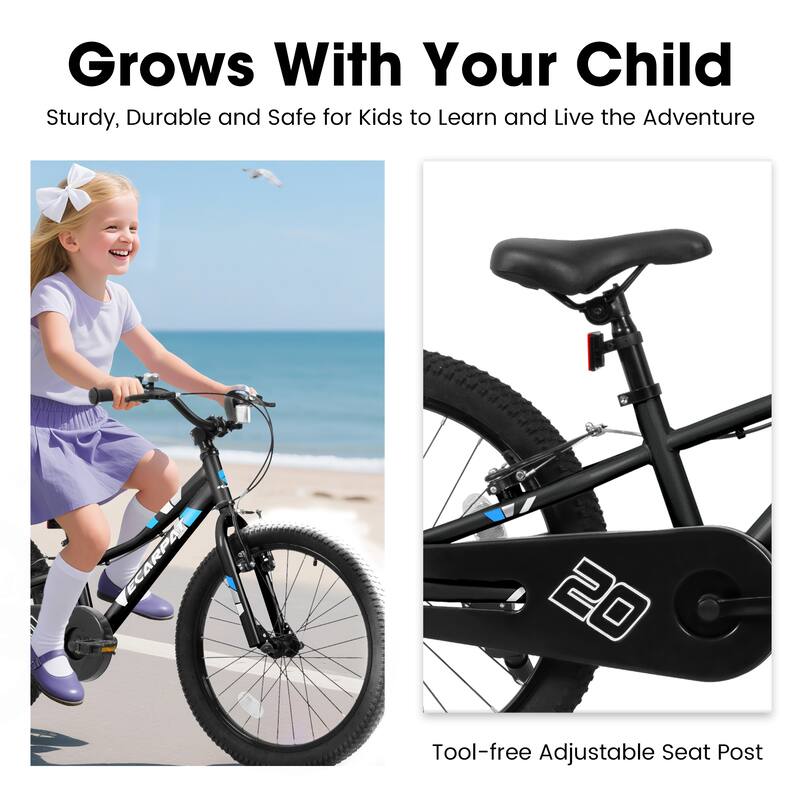 Kids 20 Inch Bicycle with 1-Speed, Front V Brake & Coaster Brake for Boys and Girls, 3-5 Years