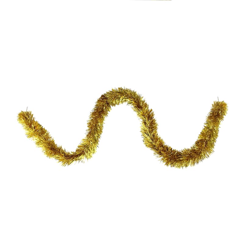 Shiny Tinsel Christmas Garland - 25' X 4" - Two Tone Gold