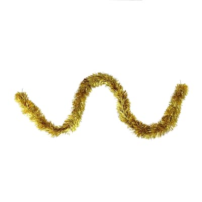 Shiny Tinsel Christmas Garland - 25' X 4" - Two Tone Gold