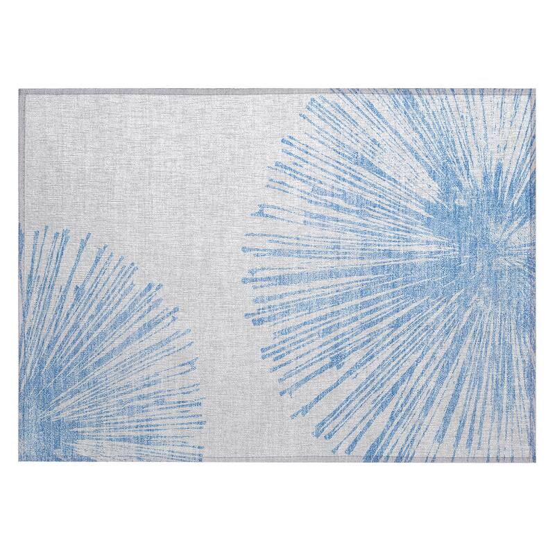 Machine Washable Indoor/ Outdoor Chantille Contemporary Burst Rug