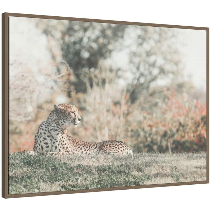 Kate and Laurel Sylvie Cheetah Glance Framed Canvas by Alicia Abla - 38x28 - Gold