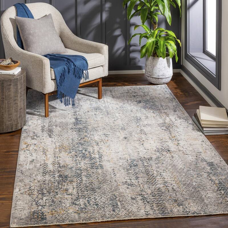 Livabliss Modern & Contemporary Cardiff Abstract Area Rug - 5' x 7'5" - Grey/Blue