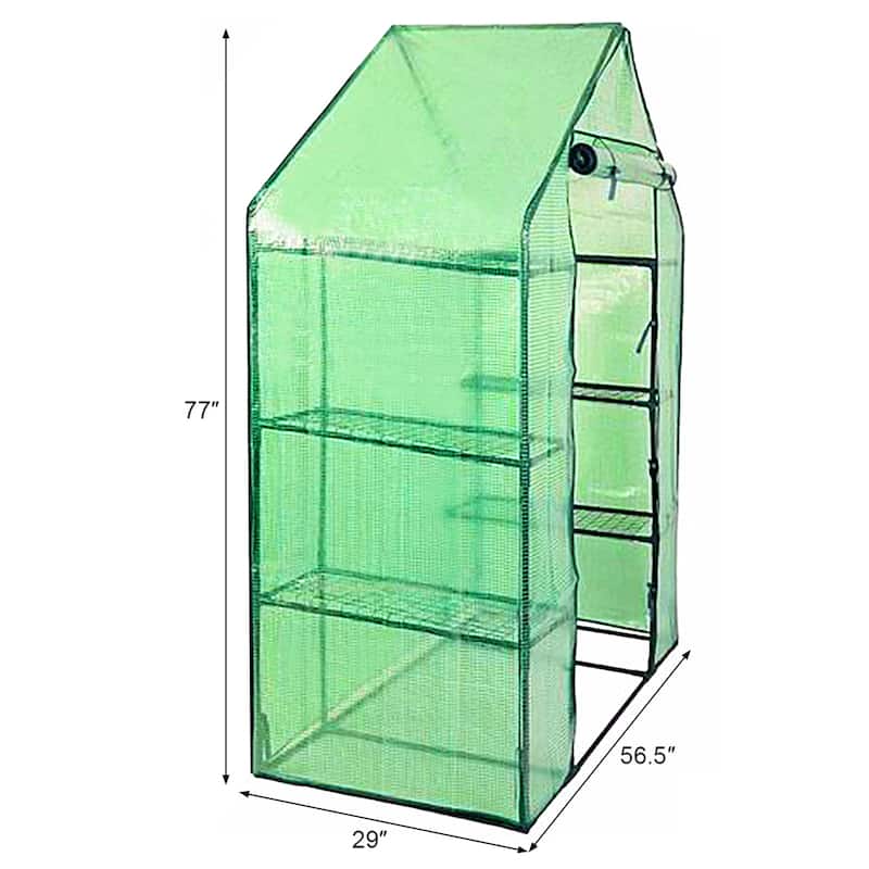Mini 4 Tier Greenhouse 8 Shelves Portable Growing Garden House - 56" X 29" X 77"