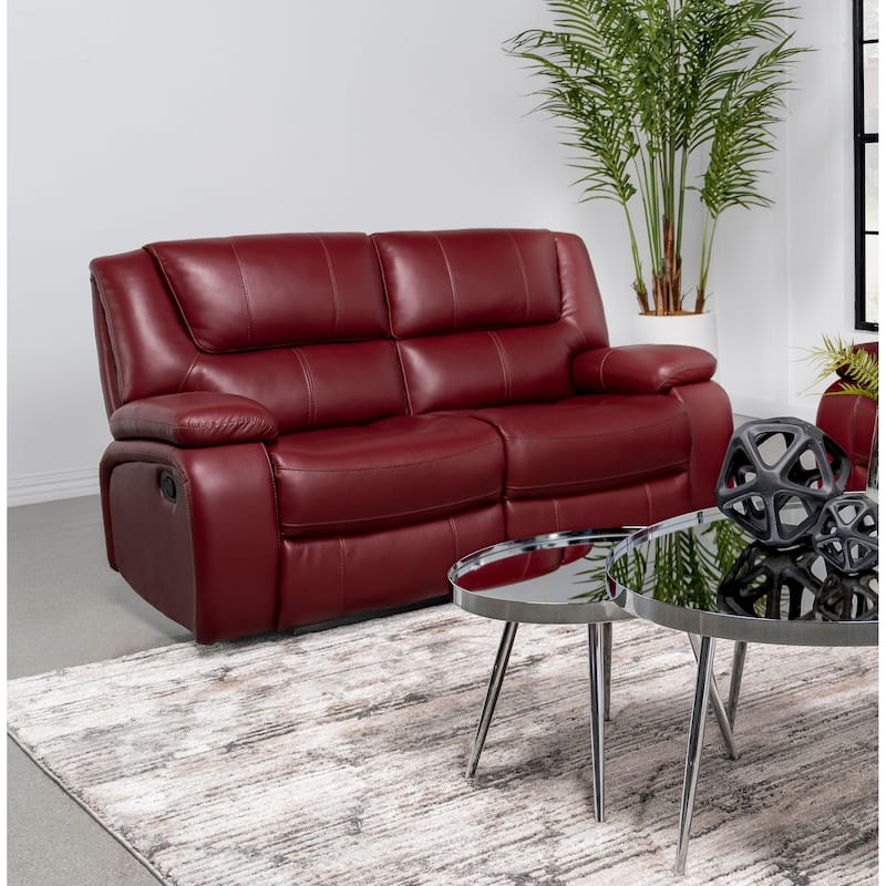 Camila Upholstered Motion Reclining Loveseat - Red