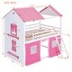 preview thumbnail 14 of 38, Solid Wood Playhouse Bunk Bed Frame with Tent and Roof