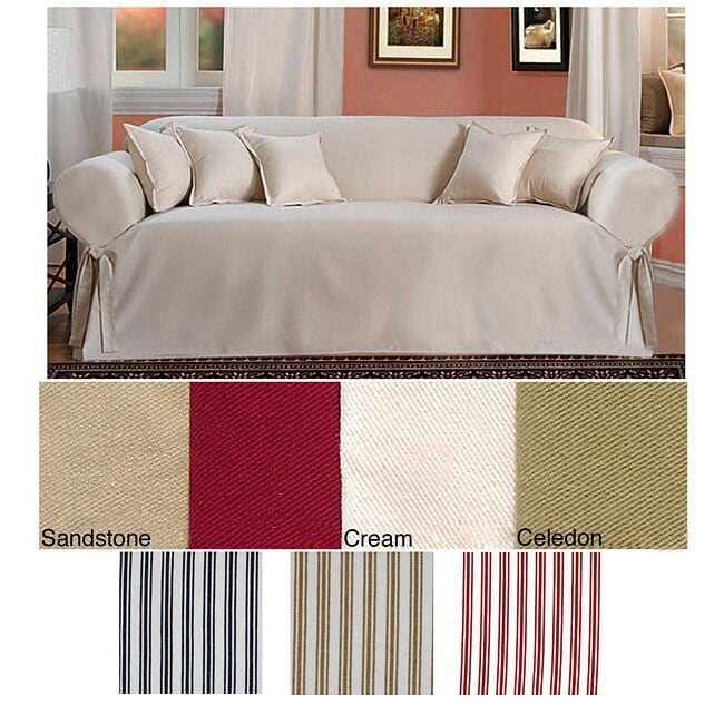 Sleeper Sofa Slipcover in Ticking Stripe  Slipcovered sofa, Slipcovers,  Pillow slip covers