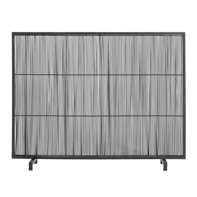 Roomfitters Willow 1-Panel Iron Fireplace Screen with Vertical Bar Design