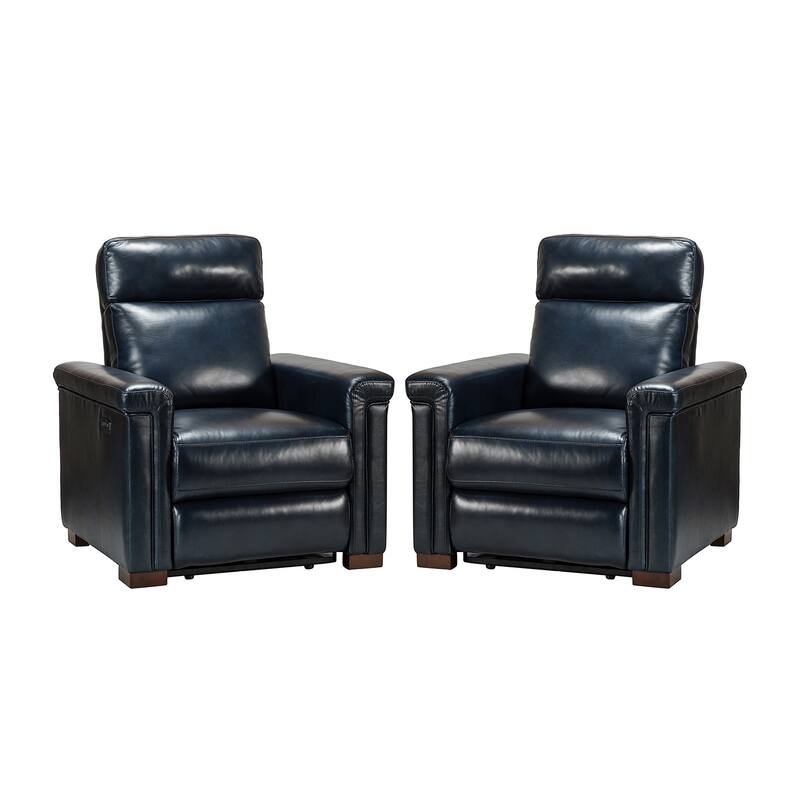 Alicia 34.65" Wide Contemporary Classic Genuine Leather Power Recliner With USB Port (Set of 2)
