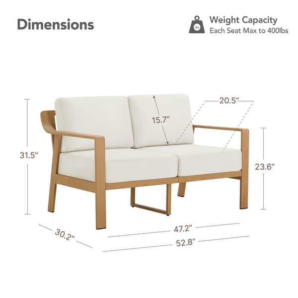 dimension image slide 12 of 15, Spruce & Spring Outdoor Patio Furniture Set Aluminum Sofa Accent Chair