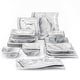 preview thumbnail 24 of 49, MALACASA Flora Porcelain Wavy Modern Dinnerware Set (Service for 6) Grey - 26 Piece