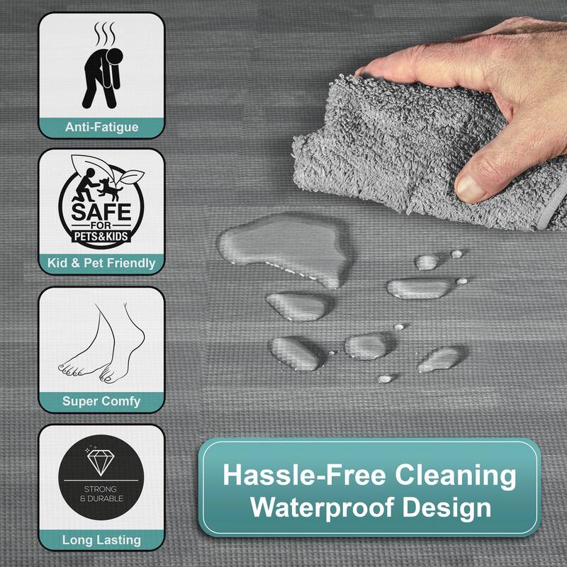 Sorbus 120 Sq. Ft. Wood Grain Floor Tiles Foam Mat EVA Interlocking Mats Tile 3/8-Inch Thick Flooring Wood Puzzle Exercise Mats