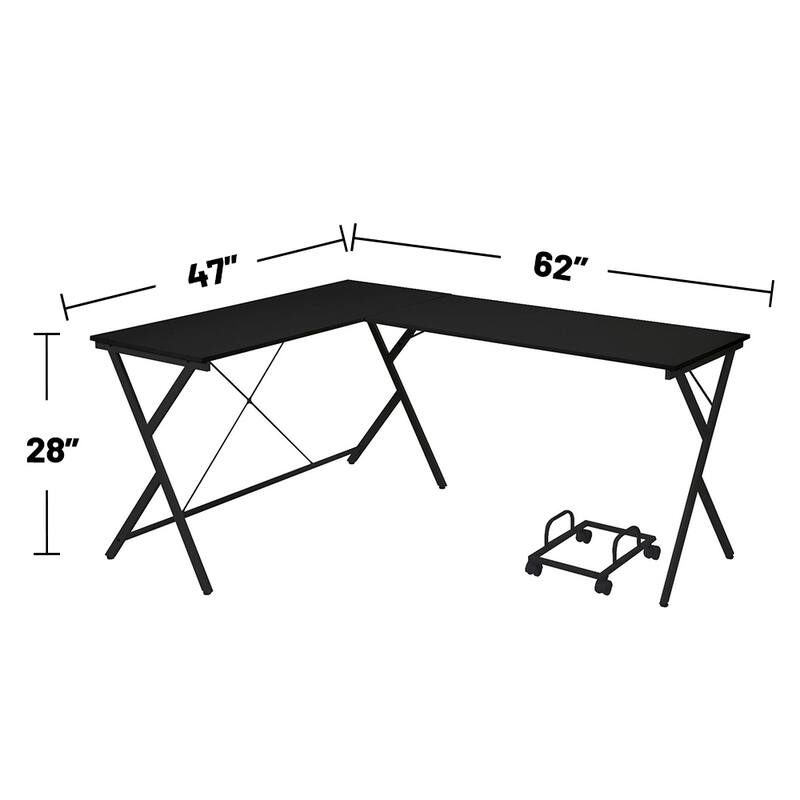 L-Shape Computer Desk with Computer Holder, Black