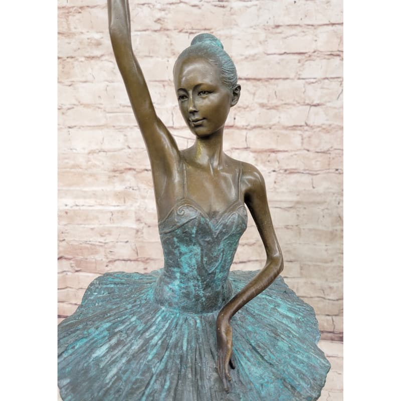 Hot Cast Bronze 4Th Position Ballerina Ballet Dancer Figure Statue Sculpture On Marble Base