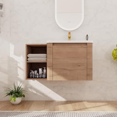 Beingnext 24''/28''/36''/40''/60''/68'' Floating Bathroom Vanity with Sink, Wall Mounted Bathroom Vanity with Soft Close Door