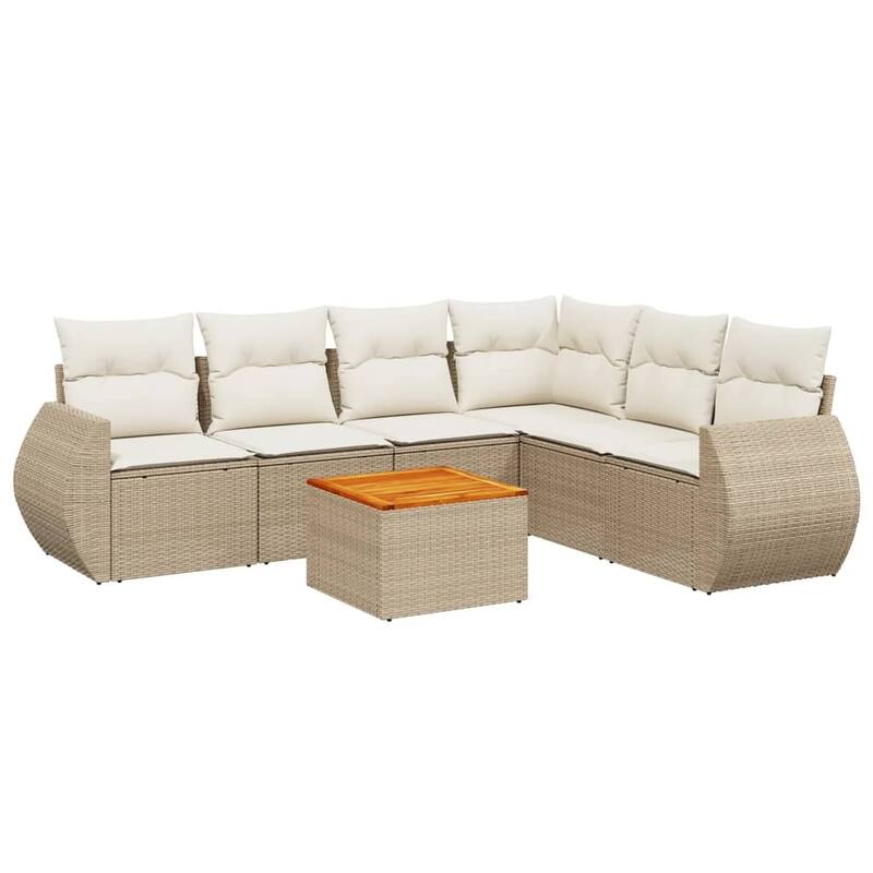 vidaXL Patio Sofa Set with Cushions Outdoor Furniture 7 Piece Poly Rattan