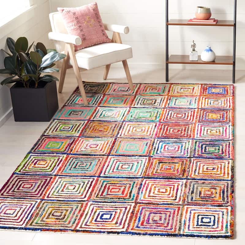 SAFAVIEH Handmade Nantucket Vangelija Contemporary Cotton Rug - 4' x 6' - Creme