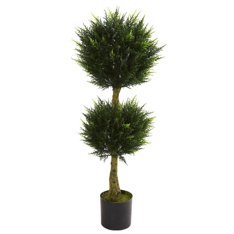 Double Ball Topiary - Indoor Outdoor Decor - Asian Style Plant - UV Resistant Garden Statue - 4ft.