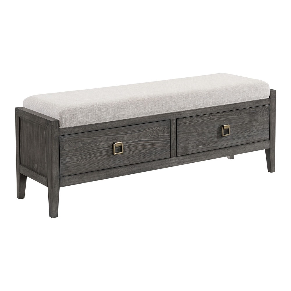 Portia 58" Wide Bedroom Storage Bench, Brushed Brindle