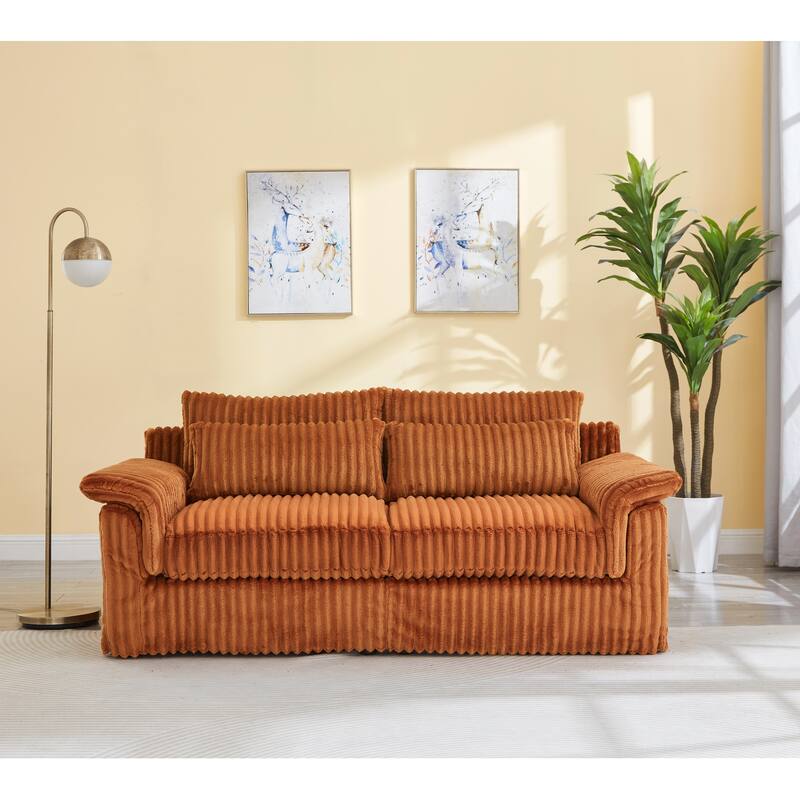 Modern Corduroy Loveseat Sofa Deep Seat Cloud Couches with Pillow Top Arms, Removable and Washable Cushion Covers