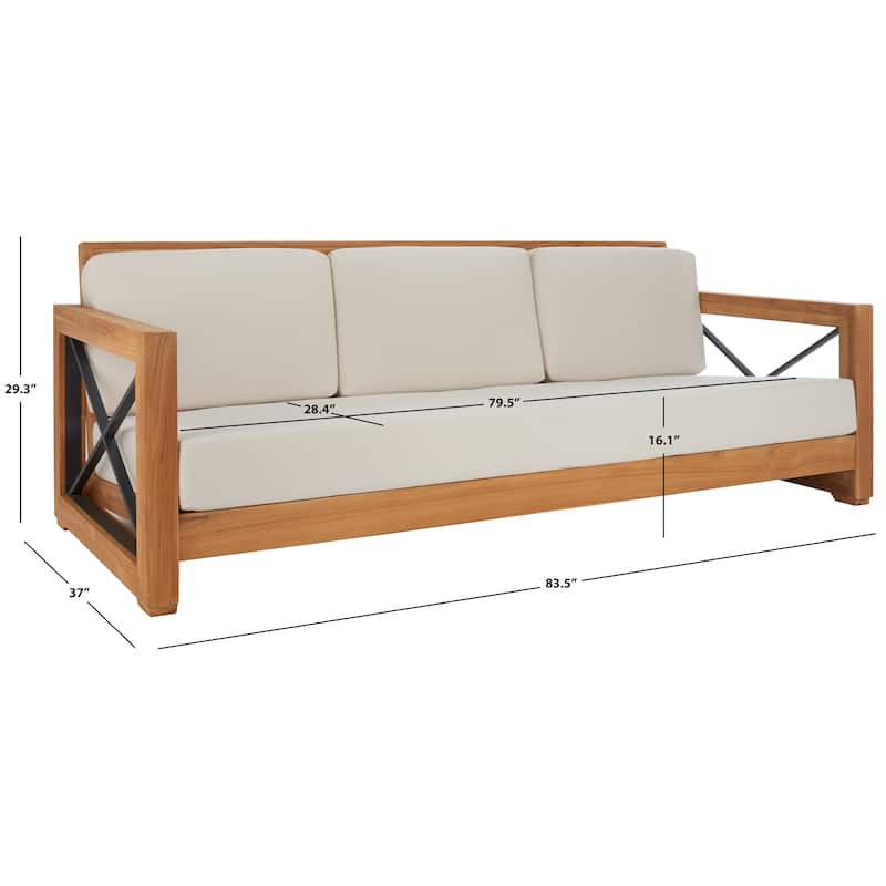 SAFAVIEH Outdoor Living Andros Teak Patio Sofa