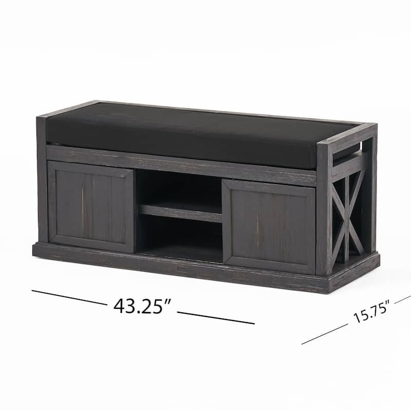 Modern Shoe Storage Bench with Upholstered Cushion for Living Room and Entryway