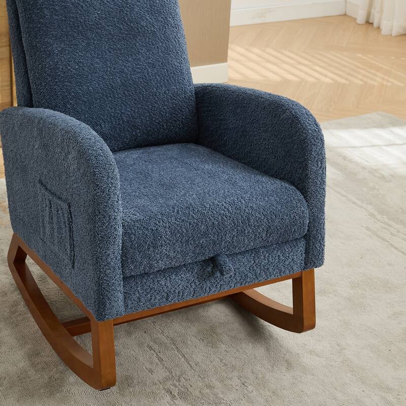 25.4" Boucle Rocking Chair with Footrest