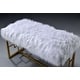 preview thumbnail 4 of 3, Modern Style Faux Fur Upholstered Bench with Geometrical Side Panels, White and Gold - 21 H x 17.5 W x 37.5 L Inches