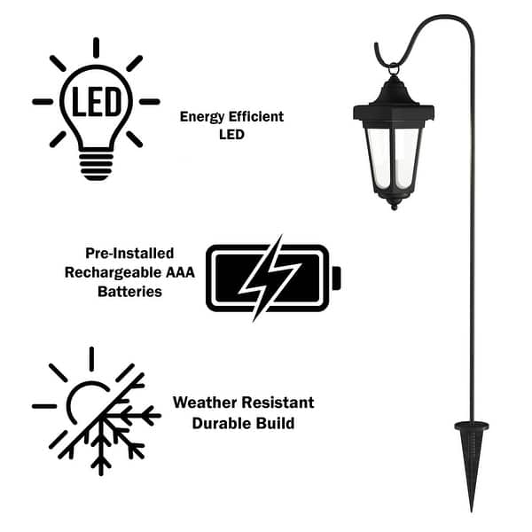 Solar LED Hanging Coach Lanterns ? Black - Set of 2 by Pure Garden Solar LED Hanging Coach Lanterns ? Black - Set of 2 by Pure Garden