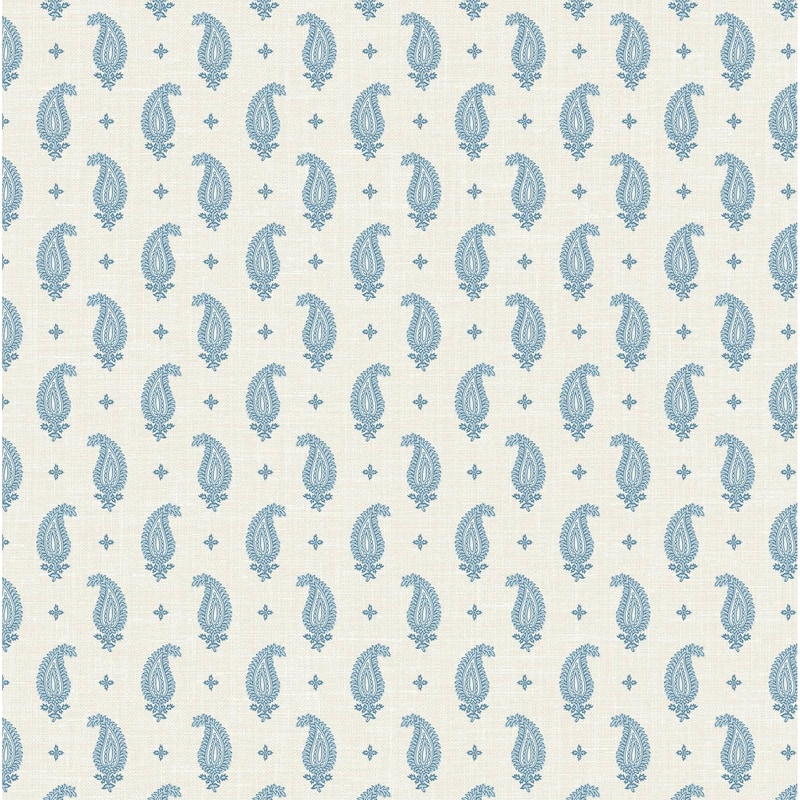 Seabrook Designs Maia Paisley Nonwoven Unpasted Wallpaper - 27 in. W x 27 ft. L - Bleu Bisque