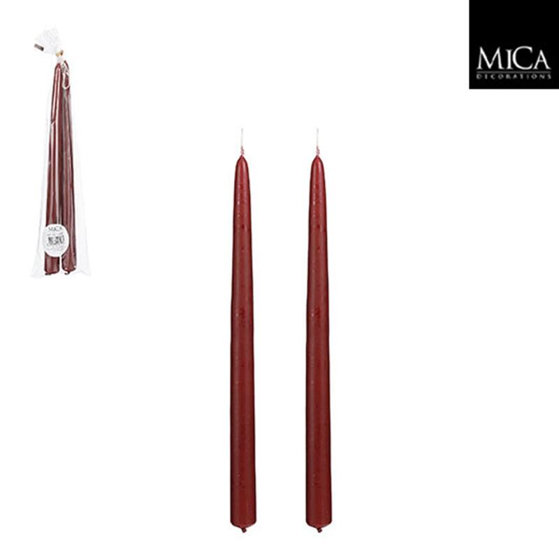 Set of 2 Bordeaux Taper Candles-ST - Burn Time 9 Hours