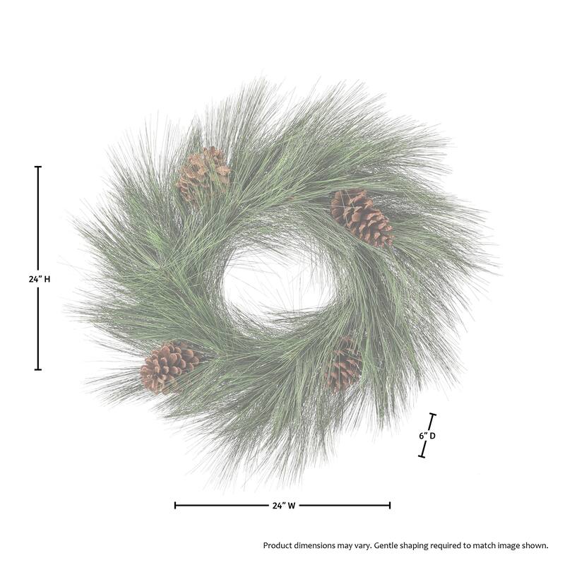 24" Horsetail Pine Wreath With Pinecones