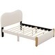 preview thumbnail 4 of 8, Full Size Upholstered Platform Bed with Wood Supporting Feet, Beige
