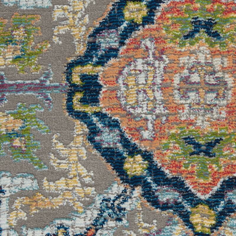 Power Loomed Distressed Floral Traditional Non Skid Area Rug - 90' X '63' X '0.5
