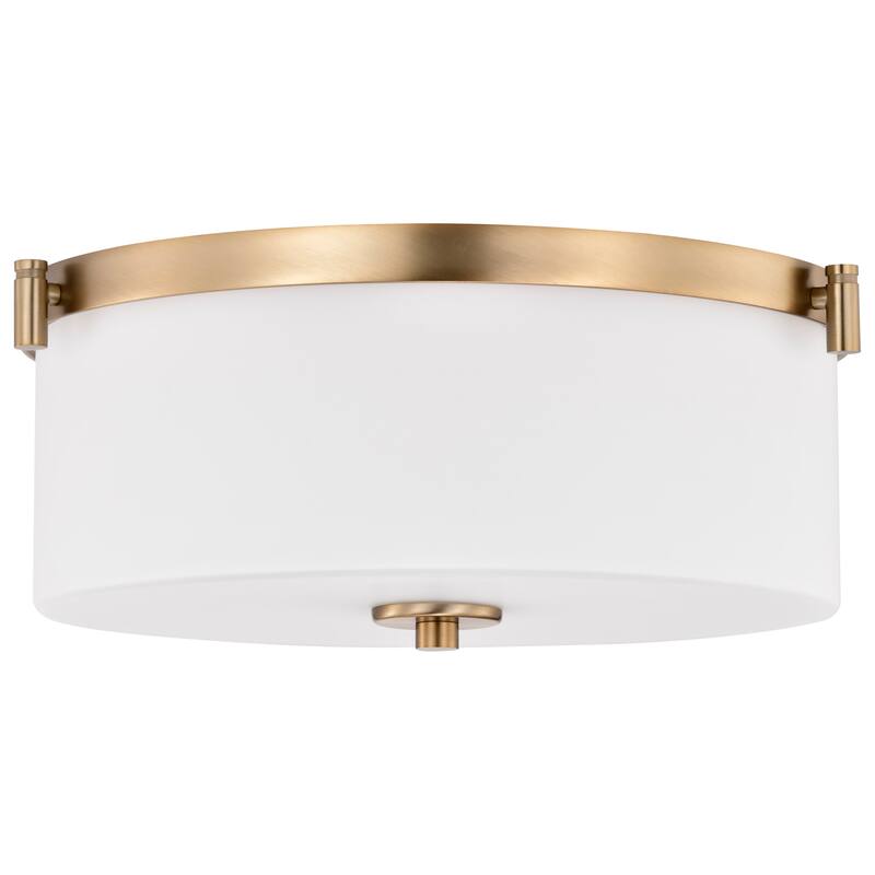 Liam 3 Light Flush Mount Burnished Brass White Opal Glass - Burnished Brass