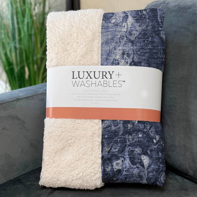 Premium Machine Washable Abstract Flow Sherpa Throw Blanket
