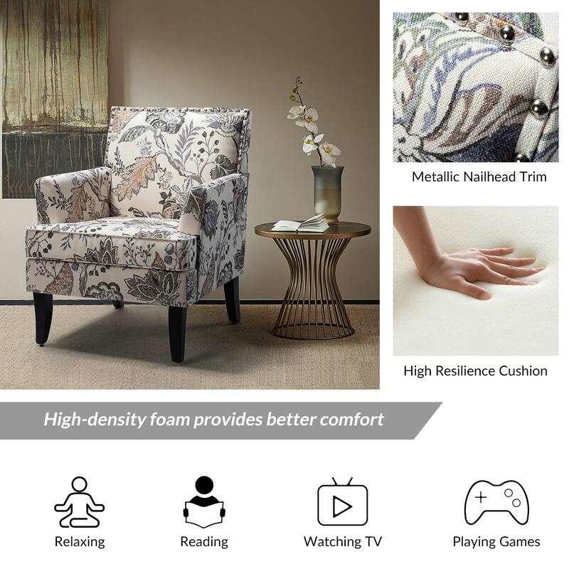 Akorda Classic Armchairs with Nailhead Trim and Solid Wood Legs Set of 2 by HULALA HOME
