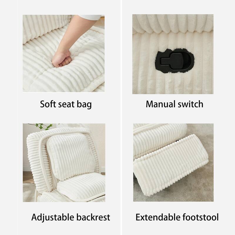 360° Swivel Rocking Single Sofa,Recliner Sofa, Manual Glider Rocking Armless Chair,Living Room Office