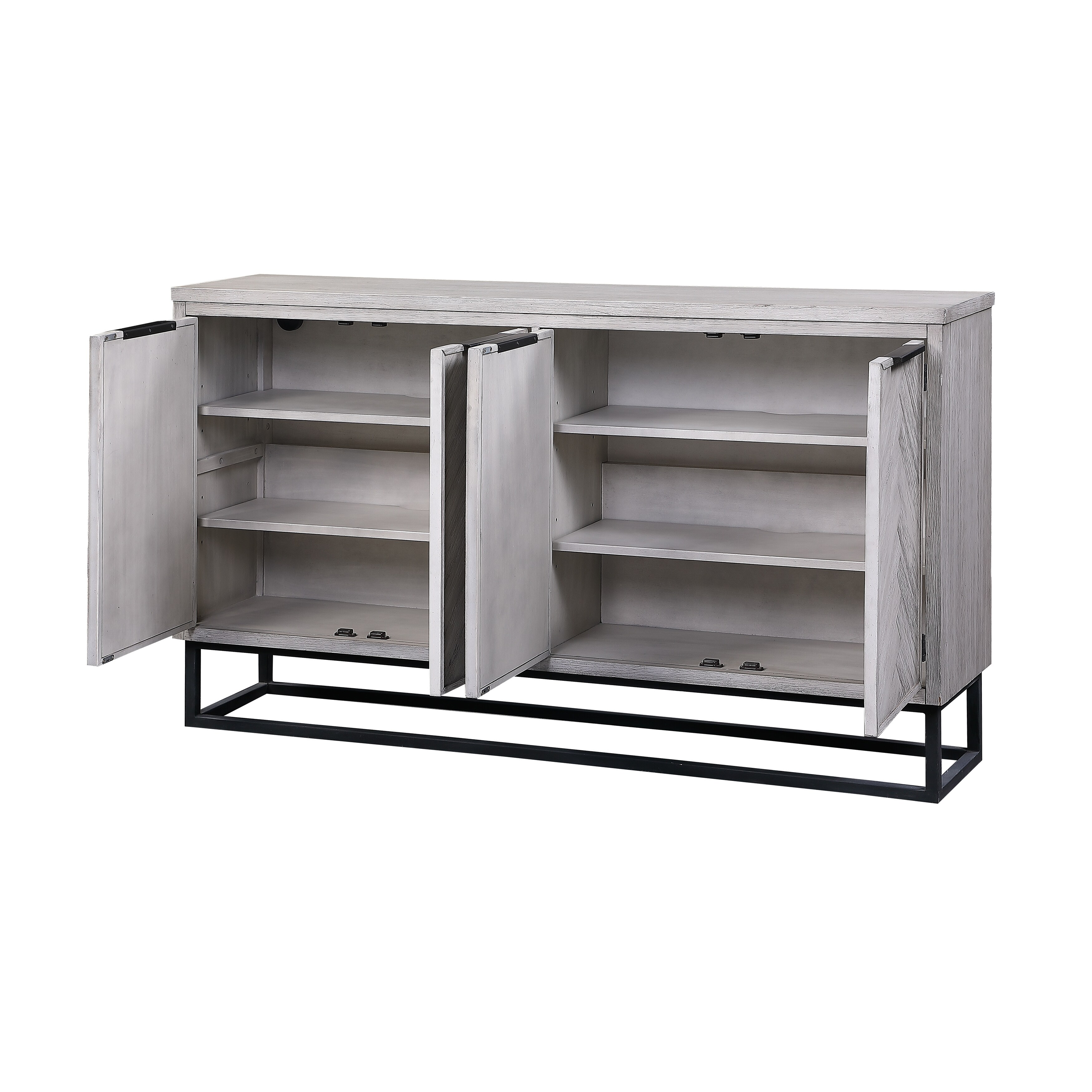 Somette Aspen Court Ii Herringbone White Rub Four Door Media Credenza 66 W X 15 L X 38 5 H Overstock 30397458