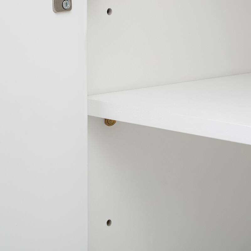 4-Door Curved Corner Storage Cabinet with Adjustable Shelves, Wavy Design, Child-Safe Corners, for Entrances and Living Rooms